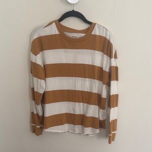 Striped Brown and White Women’s Crew Neck Shirt
